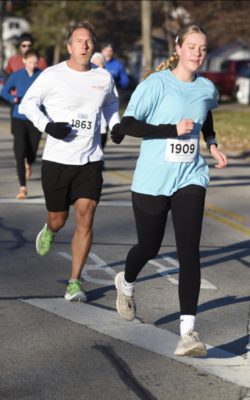 Relaxed and confident in the first half mile at the Run De Pere Half Marathon.